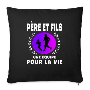 Father Son Running Vintage Retro Sunset Dad - Sofa pillowcase 17,3'' x 17,3'' (45 x 45 cm) - black - Front