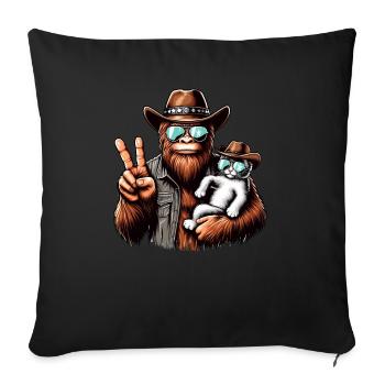 Lunettes de soleil Bigfoot et chat drôle cryptide - Housse de coussin décorative 45 x 45 cm - noir - Devant