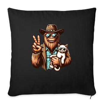Lunettes de soleil Bigfoot et chat drôle cryptide - Housse de coussin décorative 45 x 45 cm - noir - Devant