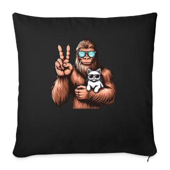 Lunettes de soleil Bigfoot et chat drôle cryptide - Housse de coussin décorative 45 x 45 cm - noir - Devant
