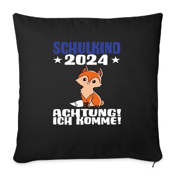 Inscription scolaire 2024 de l’école de la rentrée scolaire - Housse de coussin décorative 45 x 45 cm - noir - Devant