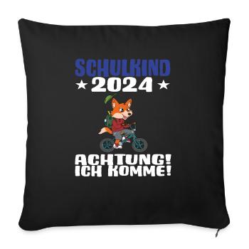 Inscription scolaire 2024 de l’école de la rentrée scolaire - Housse de coussin décorative 45 x 45 cm - noir - Devant
