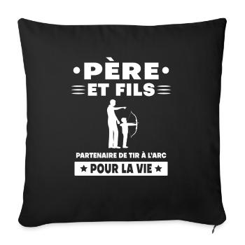 Father and Son Archery Duo Man Dad Archer - Sofa pillowcase 17,3'' x 17,3'' (45 x 45 cm) - black - Front