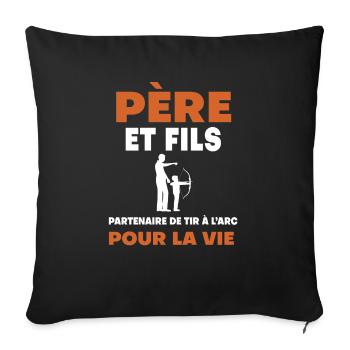 Father Son Archery Duo Man Dad Archer - Sofa pillowcase 17,3'' x 17,3'' (45 x 45 cm) - black - Front