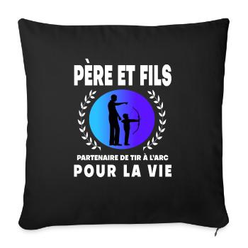Father Son Archery Retro Vintage Man Dad - Sofa pillowcase 17,3'' x 17,3'' (45 x 45 cm) - black - Front