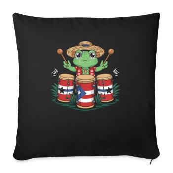 Taïno Indien Porto Rico Boricua Portoricain - Housse de coussin décorative 45 x 45 cm - noir - Devant