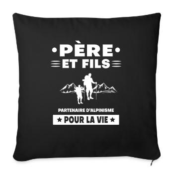 Father and Son Mountaineering Duo Man Dad - Sofa pillowcase 17,3'' x 17,3'' (45 x 45 cm) - black - Front