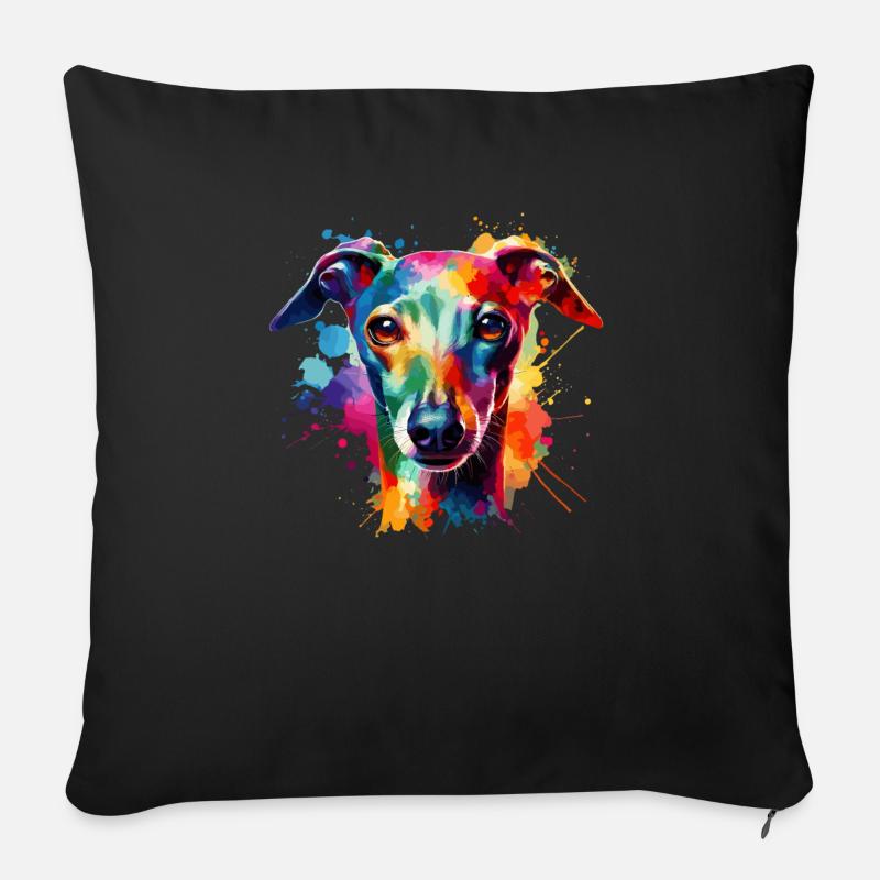 Bunte Splash Art Italienisch Windhund Italienisch - Sofakissenbezug 45 x 45 cm - Schwarz