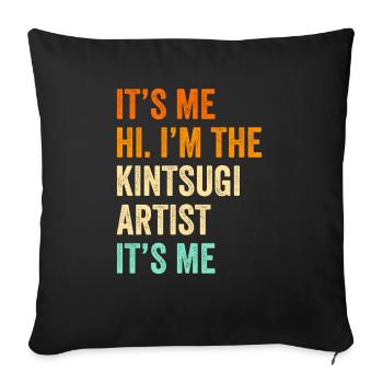 Conception japonaise de réparation de l’or Kintsukuroi - Housse de coussin décorative 45 x 45 cm - noir - Devant