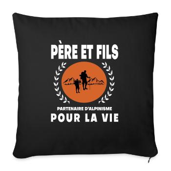 Vater Sohn Bergsteigen Vintage Retro Papa - Sofakissenbezug 45 x 45 cm - Schwarz - Vorne