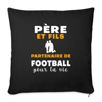 Fußball Vater und Sohn Vater - Sofakissenbezug 45 x 45 cm - Schwarz - Vorne