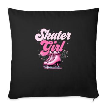 Grace on Ice: The Skater Girl's Journey - Sofa pillowcase 17,3'' x 17,3'' (45 x 45 cm) - black - Front