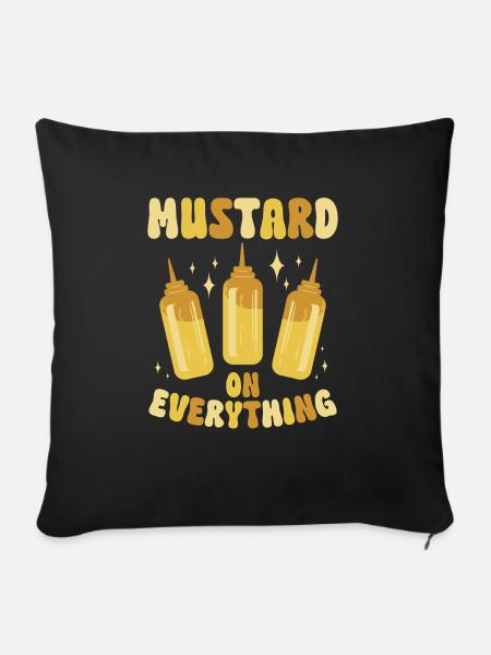 Senf Mustard - Sofakissenbezug 45 x 45 cm - Schwarz