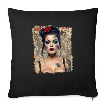 Pin Up Rock Ability Femme - Housse de coussin décorative 45 x 45 cm - noir - Devant