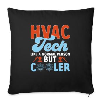 Chauffage, Climatisation, Ventilation, Technicien - Housse de coussin décorative 45 x 45 cm - noir - Devant