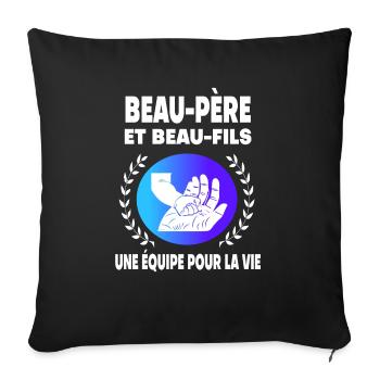 beau-père et beau-fils beau-papa père - Housse de coussin décorative 45 x 45 cm - noir - Devant