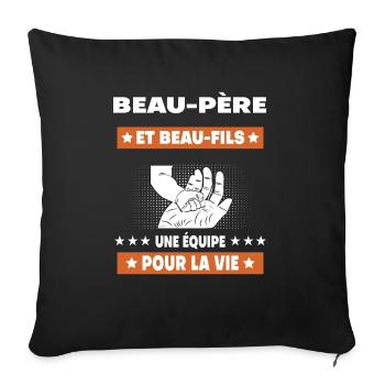 beau-père et beau-fils papa homme main - Housse de coussin décorative 45 x 45 cm - noir - Devant