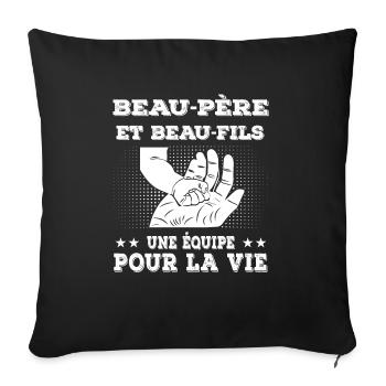 beau-père et beau-fils main beau-papa - Housse de coussin décorative 45 x 45 cm - noir - Devant