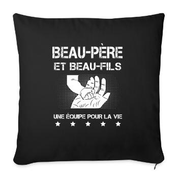 Stepdad and stepson hand for dad - Sofa pillowcase 17,3'' x 17,3'' (45 x 45 cm) - black - Front