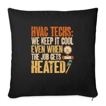 Chauffage, Climatisation, Ventilation, Technicien - Housse de coussin décorative 45 x 45 cm - noir - Devant