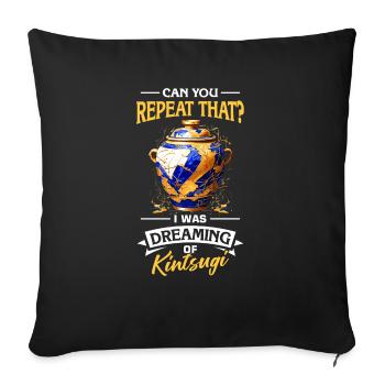 Conception japonaise de réparation de l’or Kintsukuroi - Housse de coussin décorative 45 x 45 cm - noir - Devant