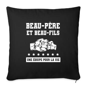 beau-père et beau-fils papa - Housse de coussin décorative 45 x 45 cm - noir - Devant