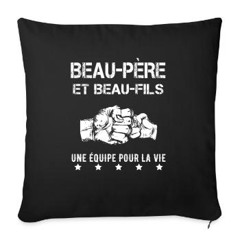 beau-père et beau-fils homme - Housse de coussin décorative 45 x 45 cm - noir - Devant