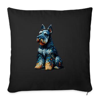 Polygon Art Kerry Blue Terrier Terriers - Sofa pillowcase 17,3'' x 17,3'' (45 x 45 cm) - black - Front