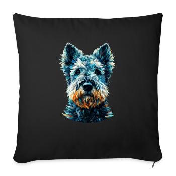 Polygon Art Kerry Blue Terrier Terriers - Sofa pillowcase 17,3'' x 17,3'' (45 x 45 cm) - black - Front
