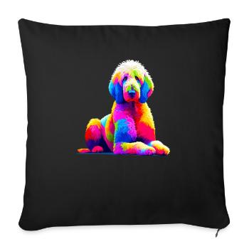 Pop Art coloré Komondor Chien de berger hongrois - Housse de coussin décorative 45 x 45 cm - noir - Devant