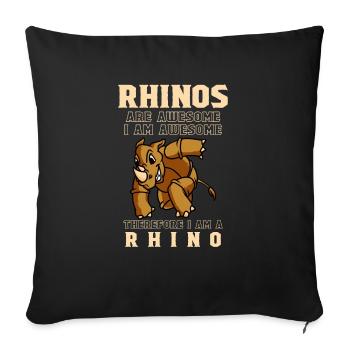 Les rhinocéros sont géniaux Je suis génial Rhinocéros cool - Housse de coussin décorative 45 x 45 cm - noir - Devant