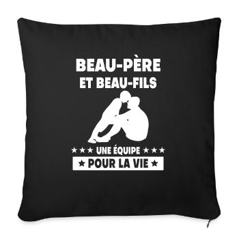 beau-papa vintage beau-père beau-fils - Housse de coussin décorative 45 x 45 cm - noir - Devant