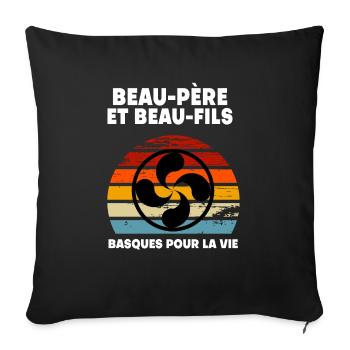 beau-père et beau-fils basque vintage - Housse de coussin décorative 45 x 45 cm - noir - Devant