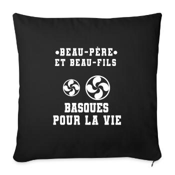 beau-père et beau-fils basque - Housse de coussin décorative 45 x 45 cm - noir - Devant