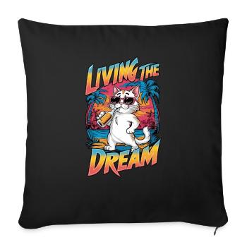 Cat with a beer at the beach - humor - Sofa pillowcase 17,3'' x 17,3'' (45 x 45 cm) - black - Front