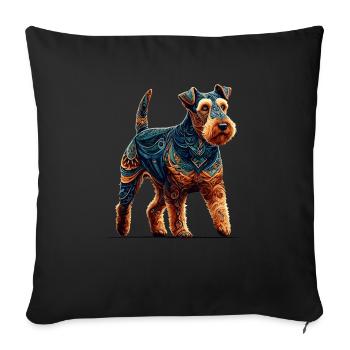 Mandala Art Lakeland Terrier Terriers Lakie - Sofa pillowcase 17,3'' x 17,3'' (45 x 45 cm) - black - Front