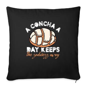 A Concha A Day Keeps The Sadness Away Mexican Pan - Sofa pillowcase 17,3'' x 17,3'' (45 x 45 cm) - black - Front