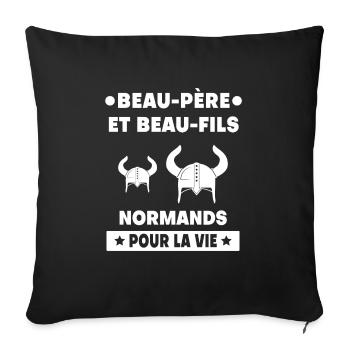 beau-père et beau-fils normand papa viking - Housse de coussin décorative 45 x 45 cm - noir - Devant