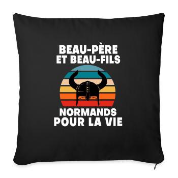 Father-in-law and son-in-law Dad Normand - Sofa pillowcase 17,3'' x 17,3'' (45 x 45 cm) - black - Front