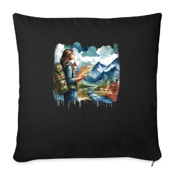 Travel Traveling Adventure Traveler - Sofa pillowcase 17,3'' x 17,3'' (45 x 45 cm) - black - Front