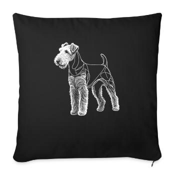 Geometric Line Art Airedale Terrier Bingley - Sofa pillowcase 17,3'' x 17,3'' (45 x 45 cm) - black - Front