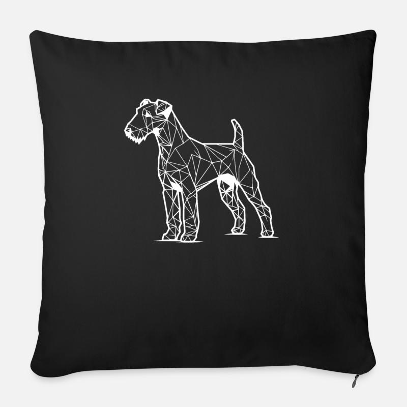 Geometrische Strichkunst Airedale Terrier Bingley - Sofakissenbezug 45 x 45 cm - Schwarz