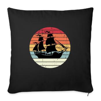 Pirate ship on the sea at sunset - Sofa pillowcase 17,3'' x 17,3'' (45 x 45 cm) - black - Front