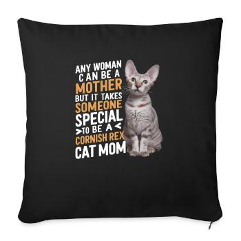 Katze Cornish Rex Geschenk - Sofakissenbezug 45 x 45 cm - Schwarz - Vorne