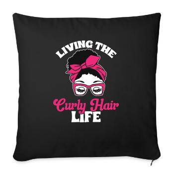 Cheveux bouclés Boucles afro Cheveux naturels - Housse de coussin décorative 45 x 45 cm - noir - Devant