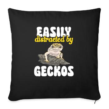 Leopard Gecko Reptile Pet Gecko - Sofa pillowcase 17,3'' x 17,3'' (45 x 45 cm) - black - Front