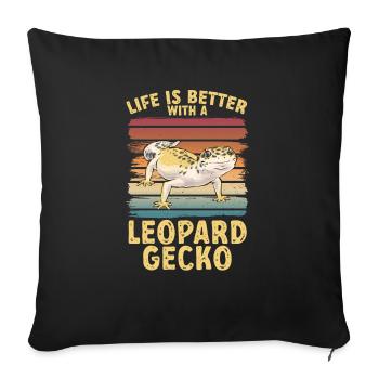 Leopard Gecko Reptile Pet Gecko - Sofa pillowcase 17,3'' x 17,3'' (45 x 45 cm) - black - Front