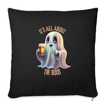 Halloween Ghost. - Sofa pillowcase 17,3'' x 17,3'' (45 x 45 cm) - black - Front