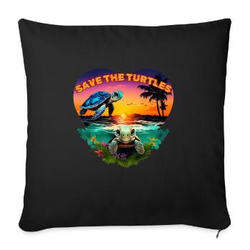 SAVE THE TURTLES - Sofa pillowcase 17,3'' x 17,3'' (45 x 45 cm) - black - Front
