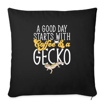 Leopard Gecko Reptile Pet Gecko - Sofa pillowcase 17,3'' x 17,3'' (45 x 45 cm) - black - Front
